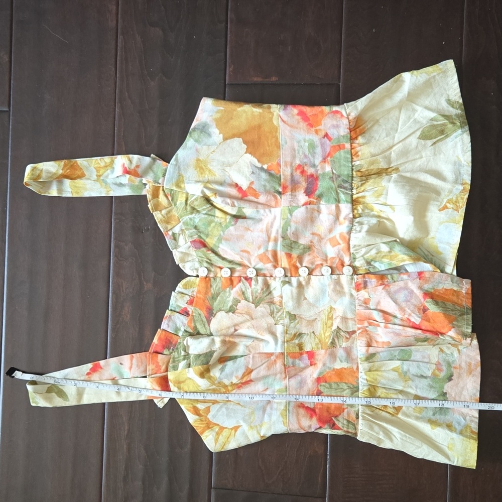 Anthropologie Maeve Floral Smocked Adjustable Cami Yellow/Orange Motif EUC - XS - Picture 11 of 12